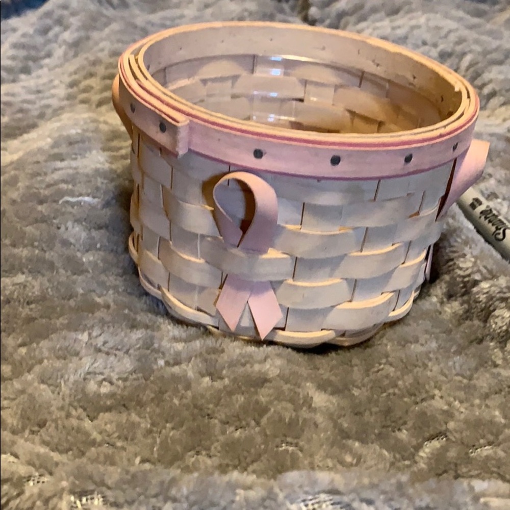A breast cancer awareness Longaberger basket